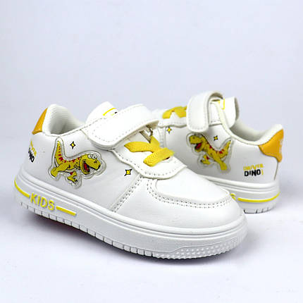 10419D Дитячі кеди білі з жовтим сліпони Діно на липучці тм Том.М, фото 1