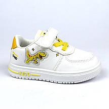 10419D Дитячі кеди білі з жовтим сліпони Діно на липучці тм Том.М, фото 4