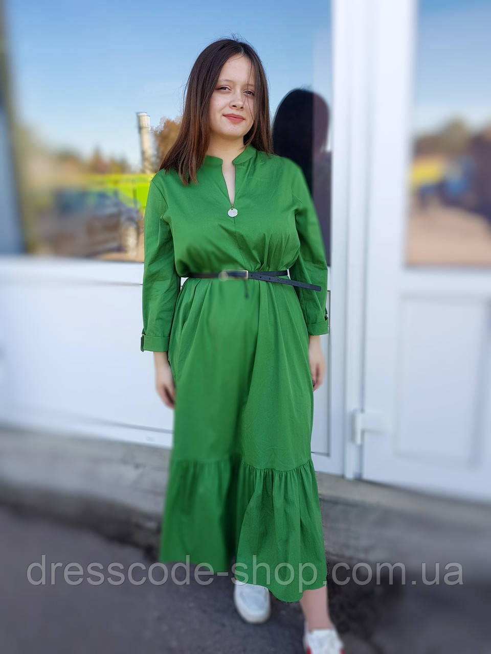 Платье однотонное Piena Elbise Зеленое 46, L - фото 2 - id-p1755152659