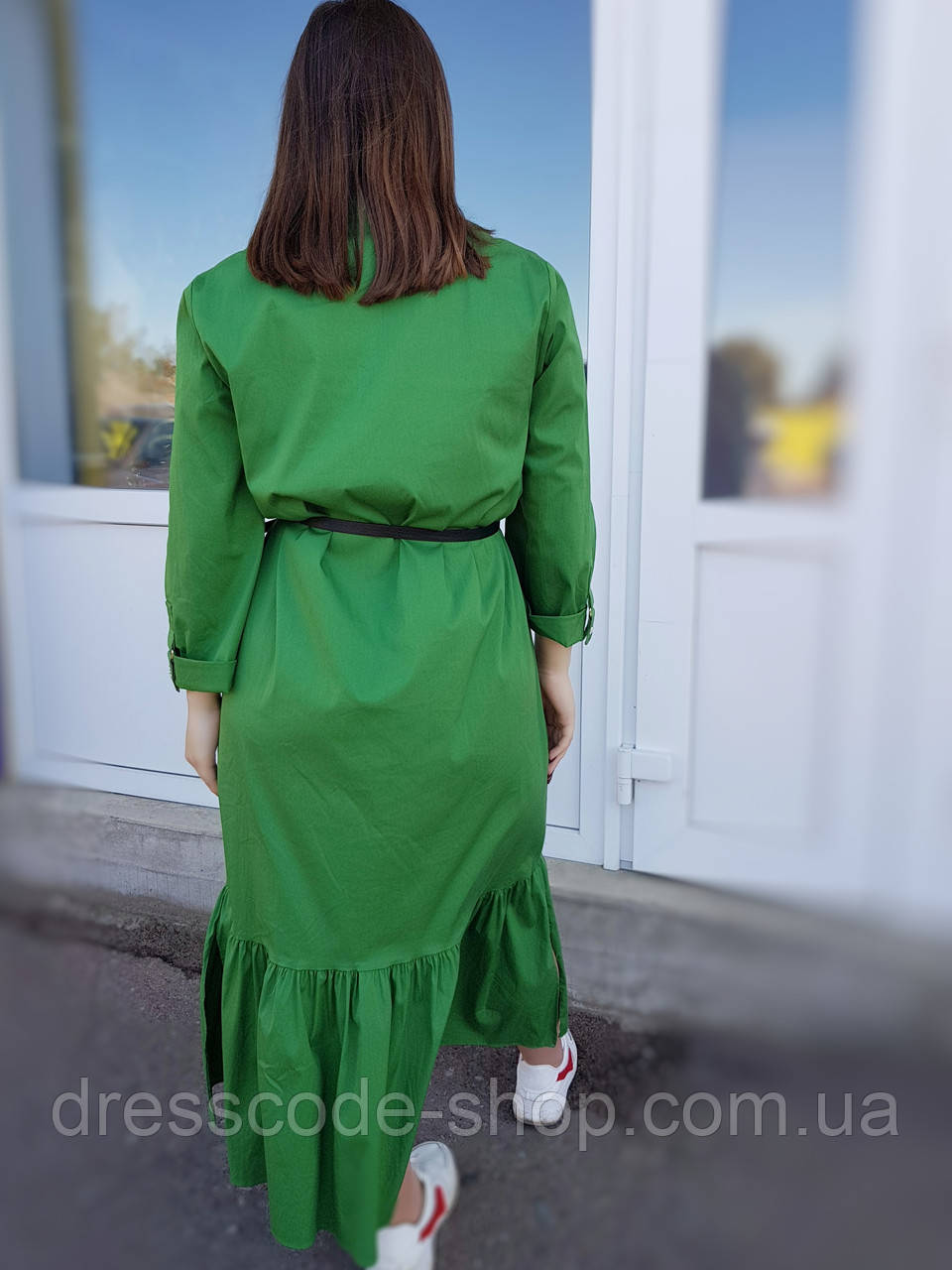 Платье однотонное Piena Elbise Зеленое 46, L - фото 3 - id-p1755152659