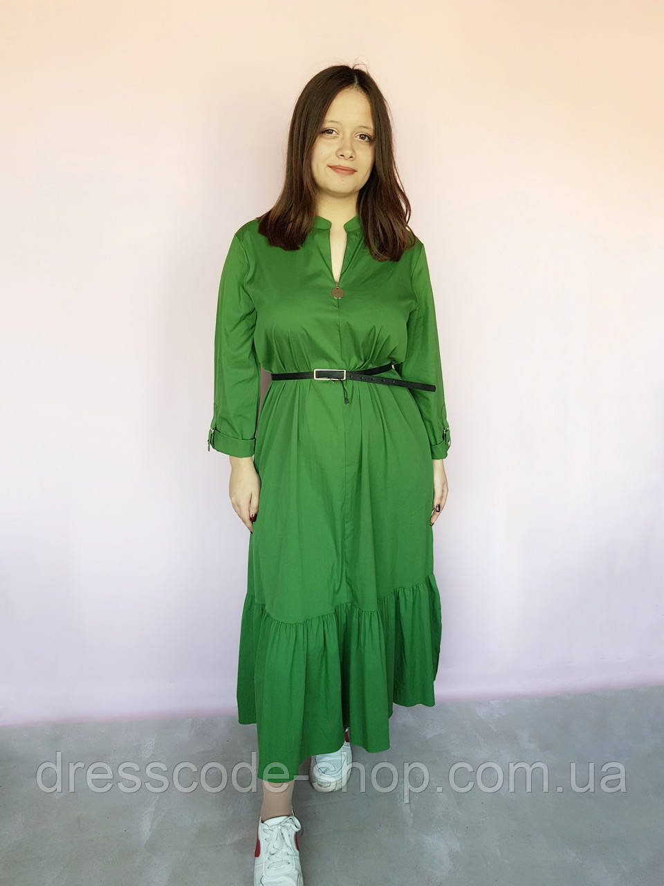 Платье однотонное Piena Elbise Зеленое 46, L - фото 7 - id-p1755152659