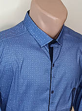 Сорочка чоловіча Paul Smith vd-0030 блакитна в принт стрейч-котон Туреччина трансформер L, фото 6