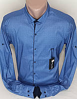 Рубашка мужская Paul Smith vd-0030 голубая в принт стрейч коттон Турция трансформер L