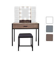 Туалетный столик с зеркалом и подсветкой + табурет AVKO ADT21 стол косметологический для косметики R_1461 Grey