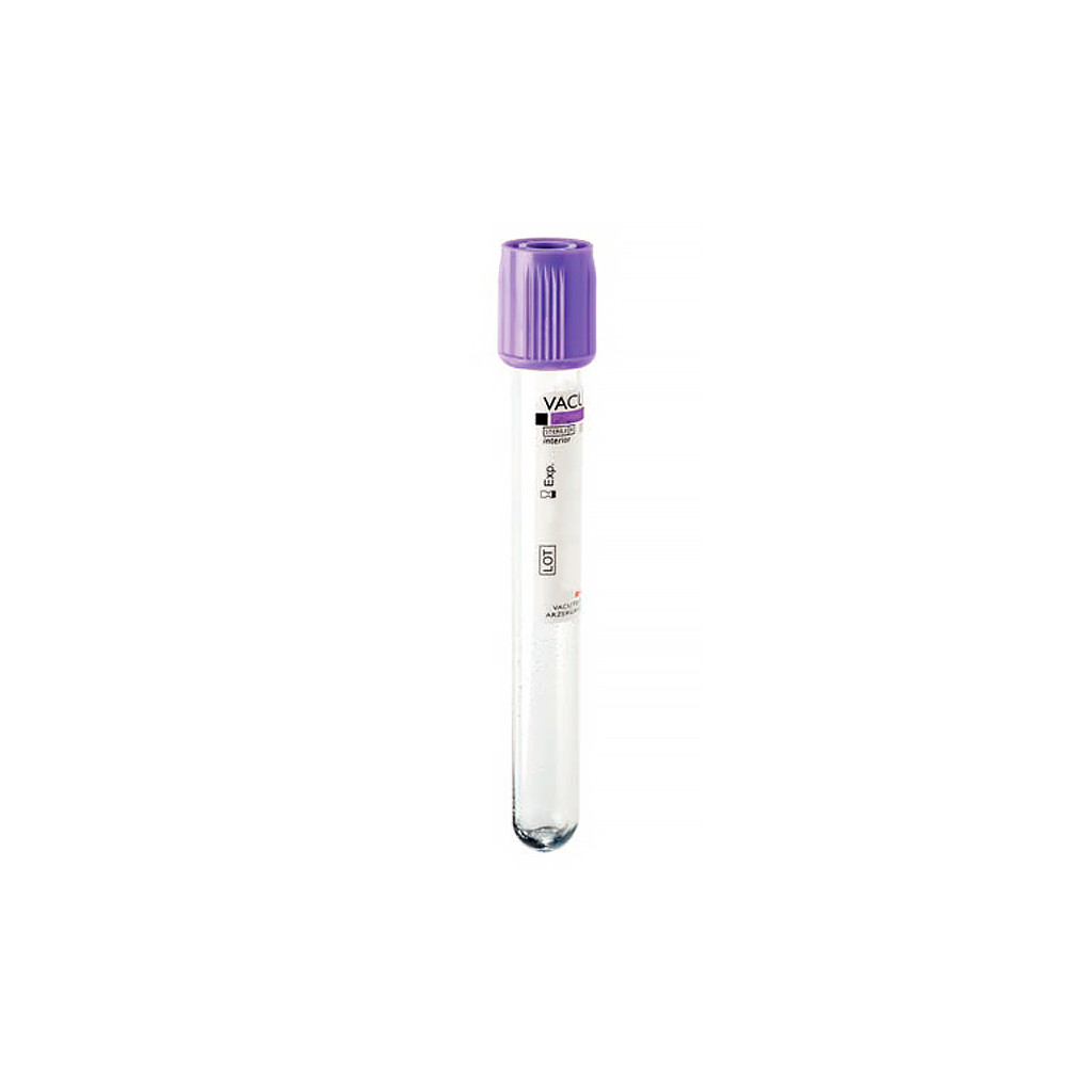 Вакуумна пробірка 6 мл 13×100 мм з К3 ЕДТА, фіолетова кришка, стерильна (100 шт/уп)