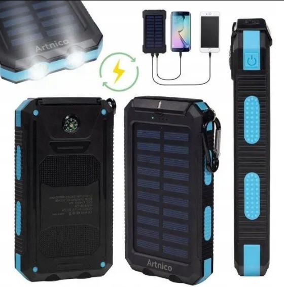 Сонячний портативно зеарядний пристрій power bank, powerbank, зовнішній акумулятор 2 usb, павербанк