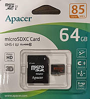 Картка пам'яті Apacer microSDXC UHS-I 85R 64 GB Lass10 + SD adapter (AP64GMCSX10U5-R)