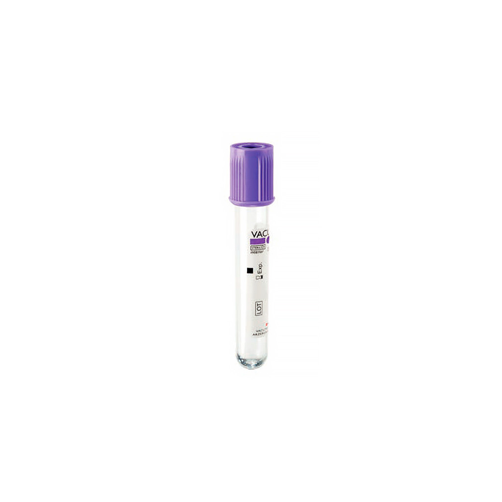 Вакуумна пробірка 4 мл 13×75 мм з К3 ЕДТА, фіолетова кришка, стерильна (100 шт/уп)