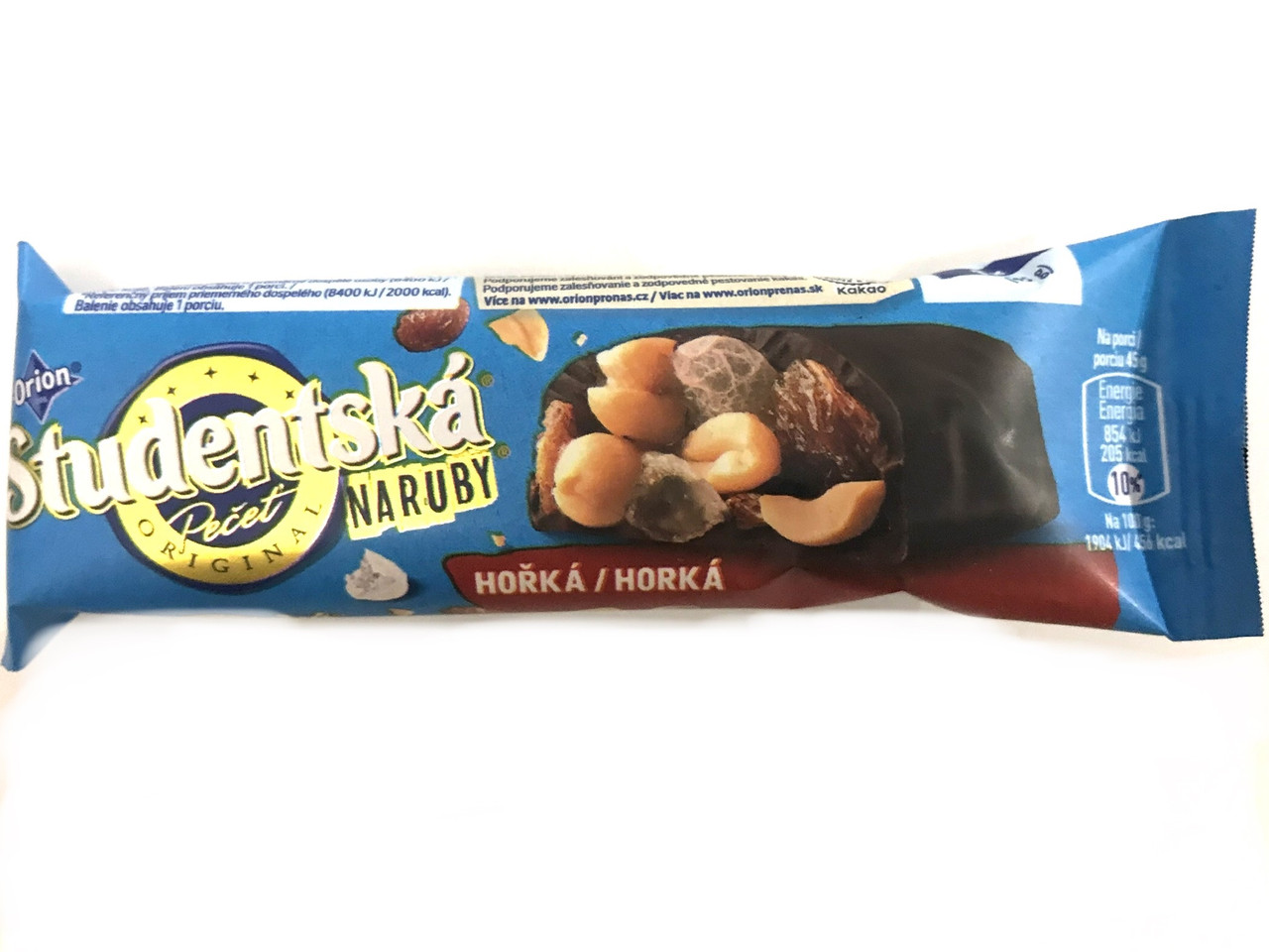 Батончик чорний шоколад з арахісом і родзинками Studentska Pecet Horka 45 г Чехія
