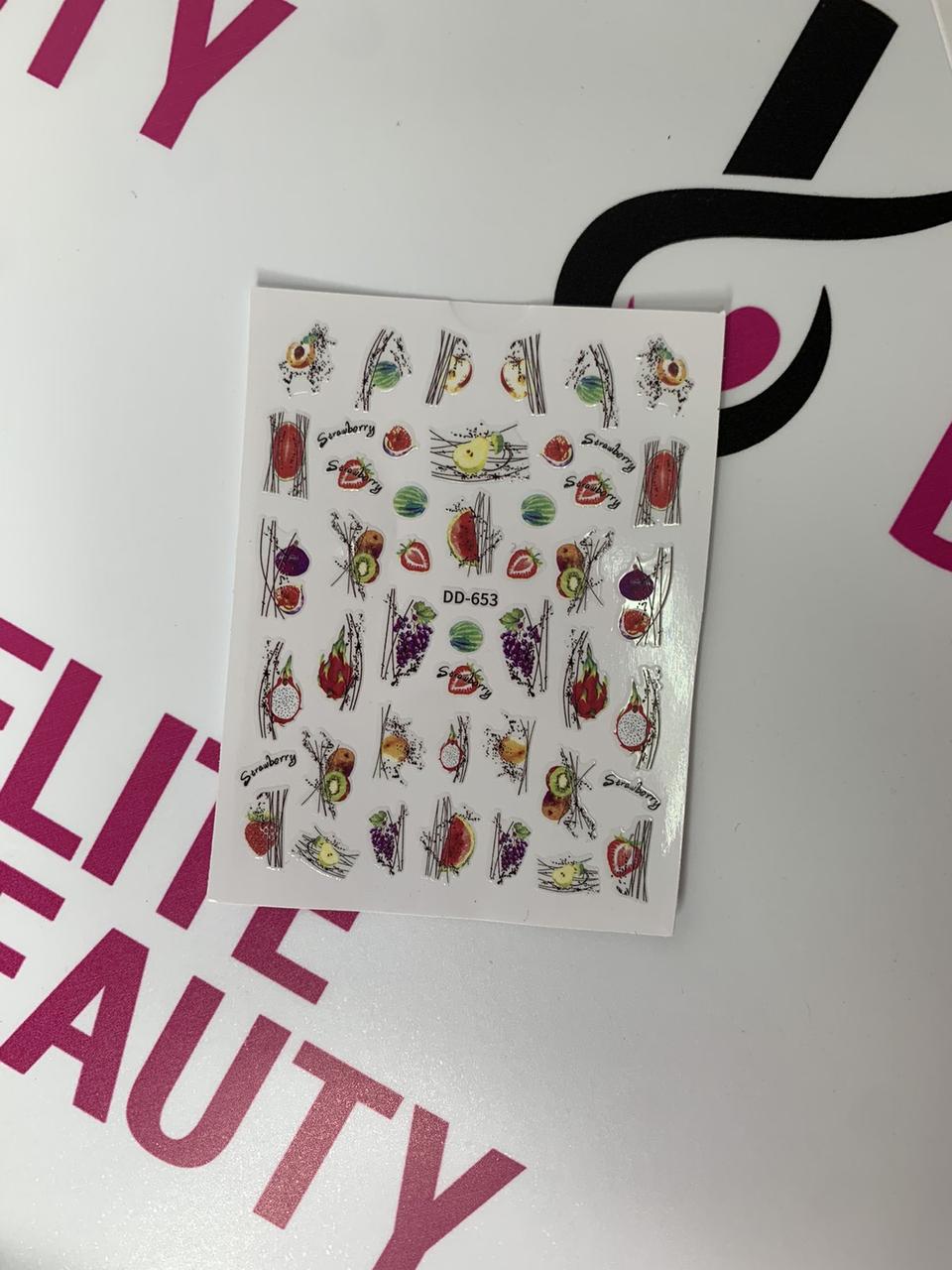 Наліпки на нігті фрукти та лінії
