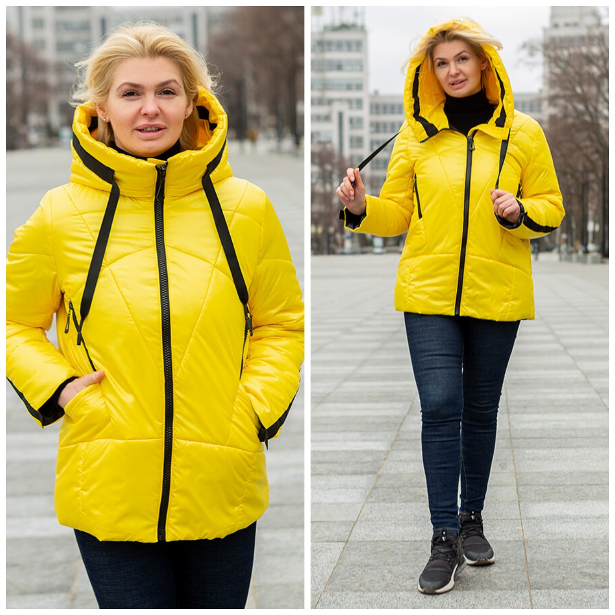 Жіноча демісезонна куртка Регіна жовтий у розмірах 46-60