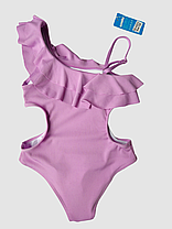 Дитячий і підлітковий купальник в рубчик Z.Five 2212 бузковий на 120 см ріст, фото 4