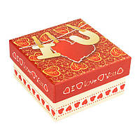 Коробка для подарка картонная Сердечки 8х8х4,5 см Красная (27327)