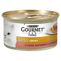 Влажный корм для кошек Gourmet Gold Pieces in Pate Duck, Carrot & Spinach 85 г с&nbsp;уткой, морковью и