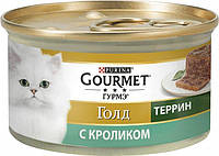 Жидкий корм для кошек консервированный Gourmet Gold Pieces in Pate Rabbit 85 г с кроликом