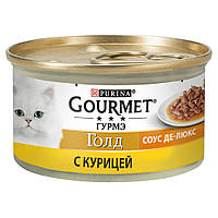 Влажный корм для кошек Gourmet Gold Соус де-люкс 85 г с курицей консервы для кошек