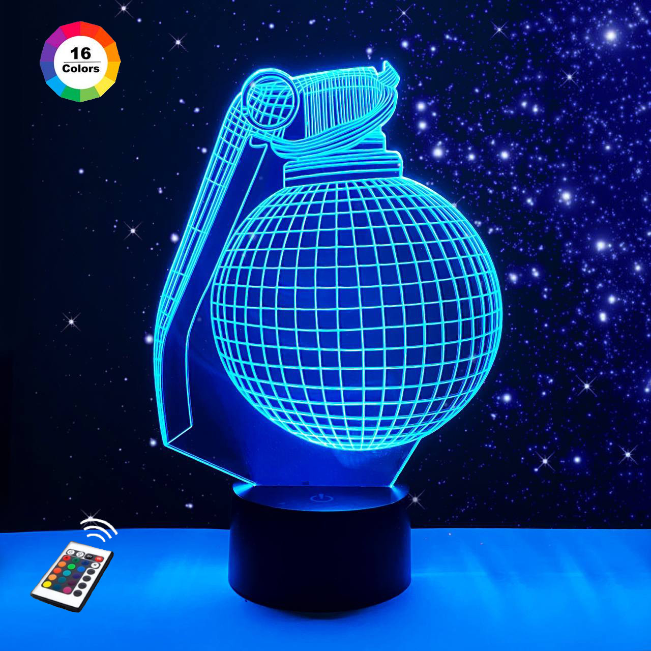 3D світильник нічник з пультом "Гранату" 3DTOYSLAMP, фото 1