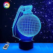 3D світильник нічник з пультом "Граната" 3DTOYSLAMP