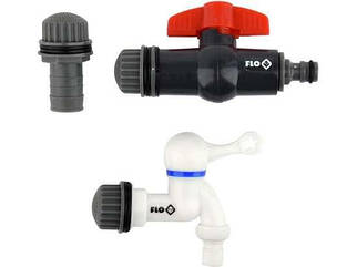 Вентилі для збірного бака дощової води FLO: Ø = 3/4", з ПВХ, 3 шт. (Польща)