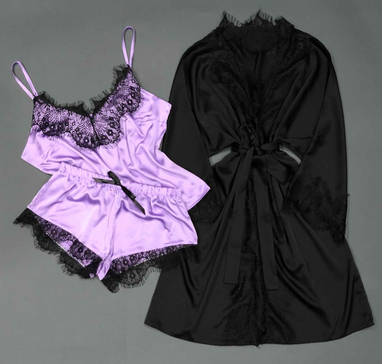 Шовковий комплект, піжама та халат.