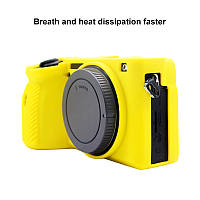 ТОП - Защитный силиконовый чехол Puluz PU7134Y для фотоаппаратов SONY A6600 - желтый
