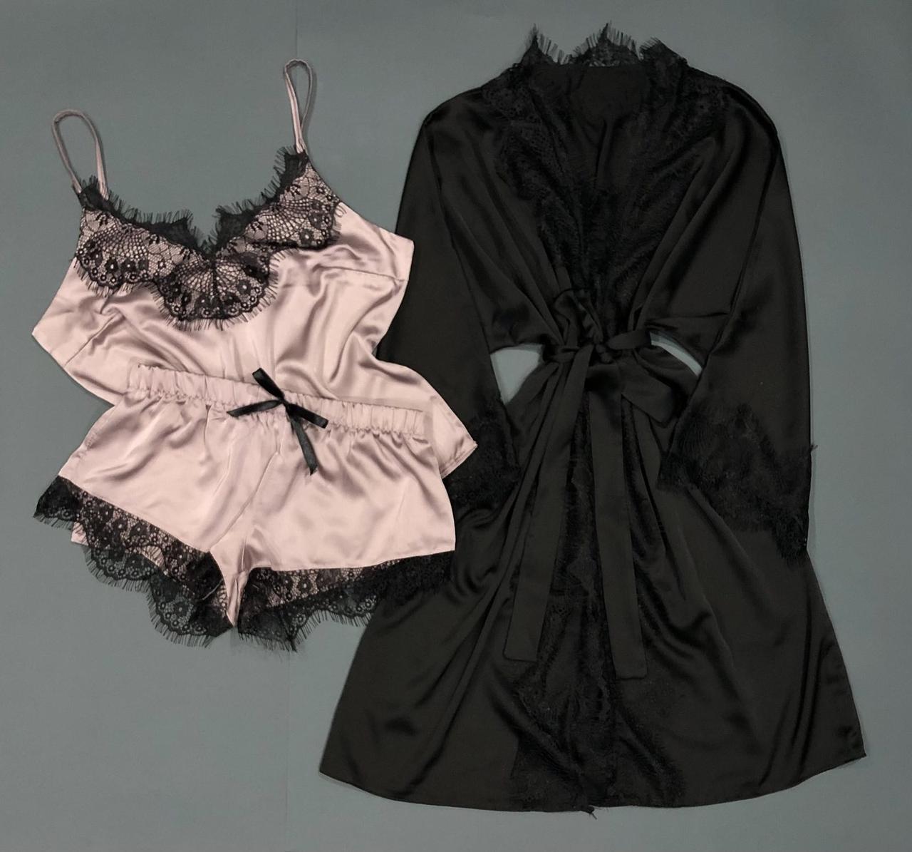 Шовковий комплект, піжама та халат.