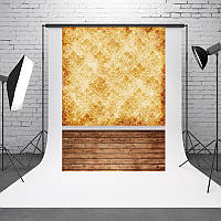 ТОП - Фотофон, фон для фото вініловий текстурний 1.5×2.1 м Вінтаж стіна + Дерев'яна підлога (TBD04182918)