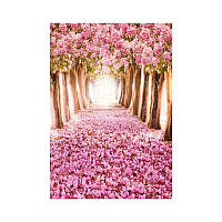 ТОП - Фотофон виниловый текстурный 1.5×2.1 м + "ворота" - держатель (Деревья + Розовая алея (TBD02200676))