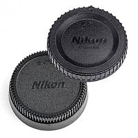 ТОП - Комплект кришок для Nikon (задня об'єктива та на тонку) байонет Nikon F (дзеркальні камери) 2 кришки