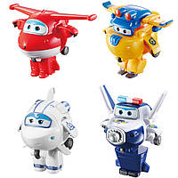 Super Wings Супер крылья самолеты трансформеры Джетт 4 шт World Airport Transform-a-bots Figures