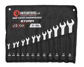 Набір ключів комбінованих 12 шт., 6-14, 17, 19, 22 мм, DIN3113 STORM INTERTOOL XT-1004, фото 1