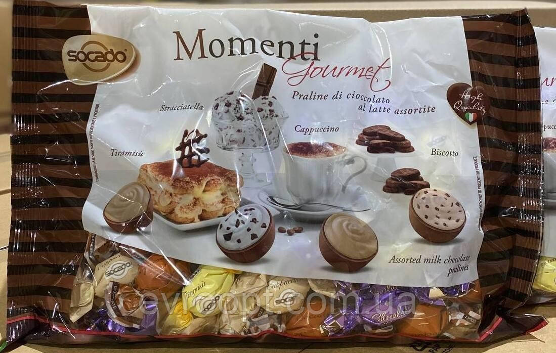 Socado Momenti Gourmet (11040) Молочний шоколад з начинками асорті Тірамісу, Капучино, Страчателли і Біскотто, фото 1