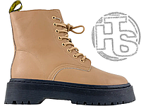 Женские ботинки Dr.Martens Jadon Black Beige Premium (с мехом) ALL05308