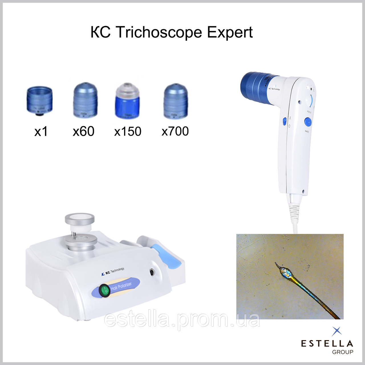 Трихоскоп КС (Арамо), комплектація Expert з поляризаційною мікроскопією волосся
