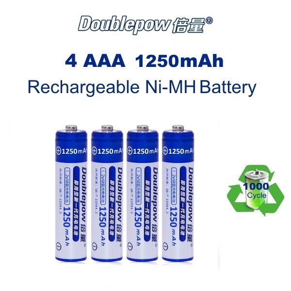 Акумулятори AAA (мікропальчикові — мізинчикові) — Doublepow 1250 mAh (4 шт.)