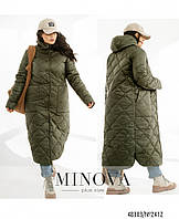 Тепле пальто з високим коміром на кнопках і коміром з утеплювачем 200 з 46 по 68 розмір