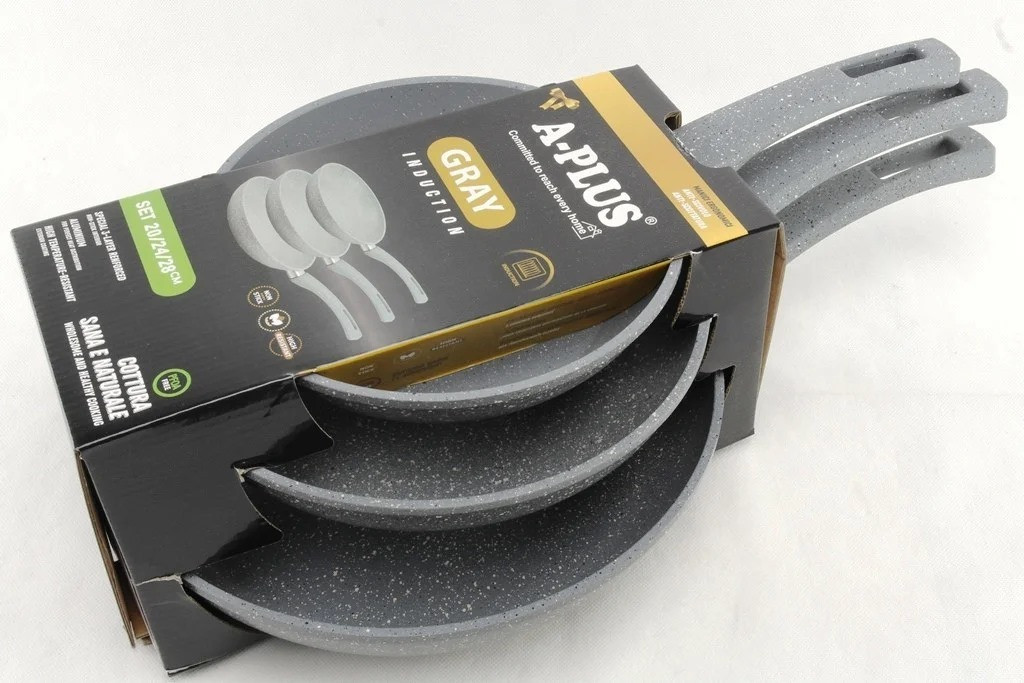 Набір сковорідок A-Plus FP -1741 (20 см, 24 см, 28 см) мармурове покриття 3 в 1