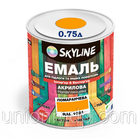 Емаль напівглянсова помаранчева (RAL 2004) для підлоги та інших поверхонь SkyLine, 0.75 л