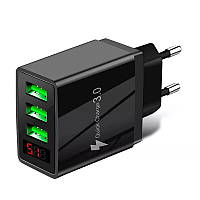 Зарядний пристрій Quick Charger 3.0 з 3 Usb портами та світлодіодним дисплеєм hcj-b05