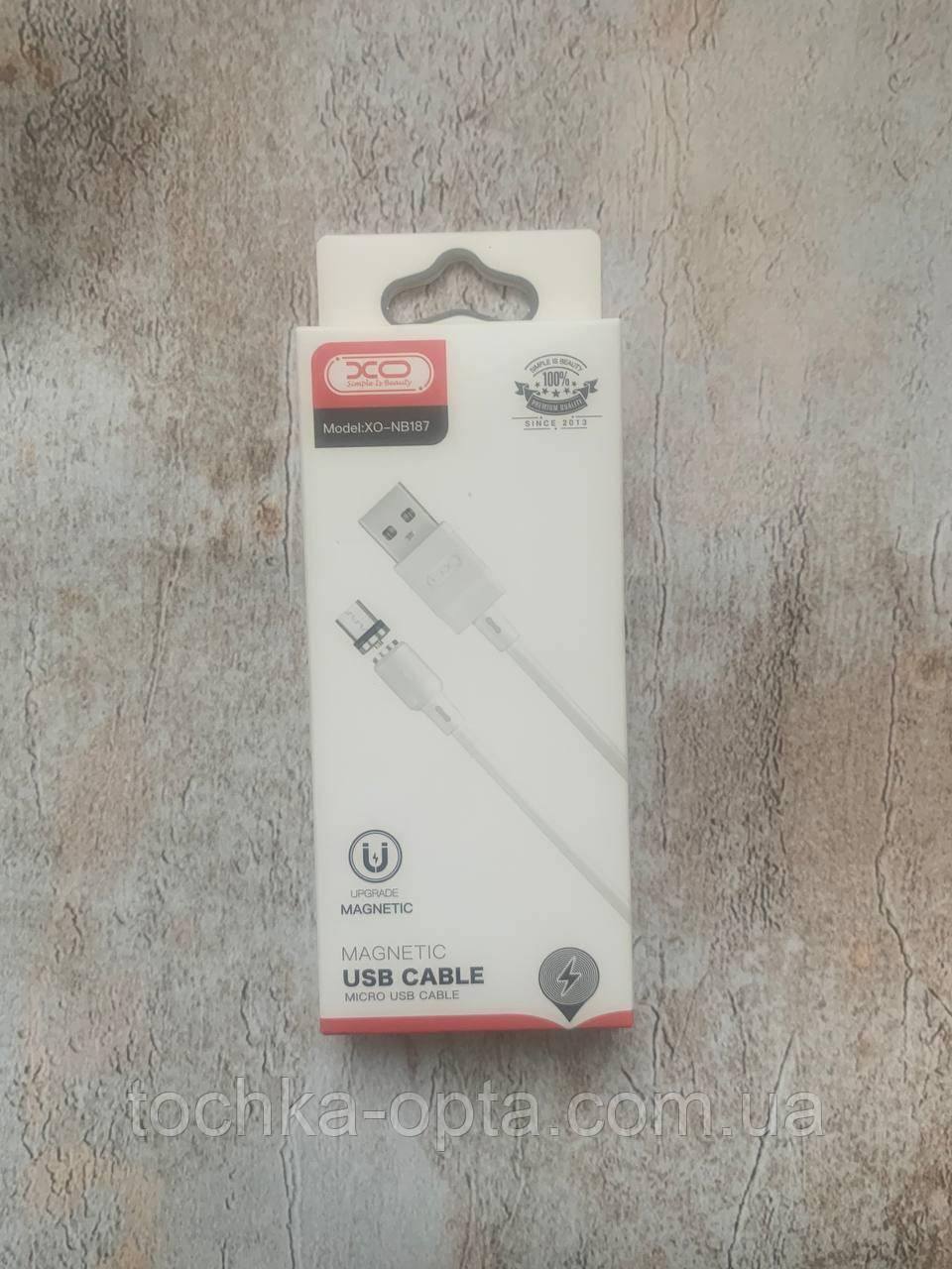 USB Кабель XO NB187 USB - Micro magnetic 1M білий