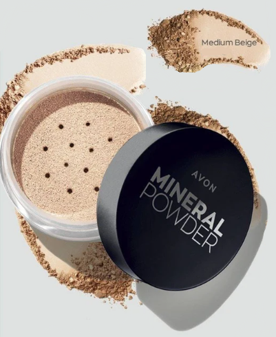 Мінеральна розсипчаста пудра для обличчя, Теплий Бежевий Medium Beige, Mineral Powder Avon, 6 г