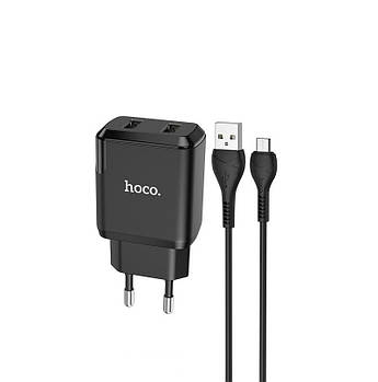 Мережевий зарядний пристрій Hoco N7 Speedy Dual port + кабель Micro-USB Black