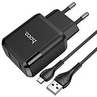 Мережевий зарядний пристрій Hoco N7 Speedy Dual port + кабель Micro-USB Black, фото 3