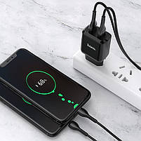 Мережевий зарядний пристрій Hoco N7 Speedy Dual port + кабель Micro-USB Black, фото 10