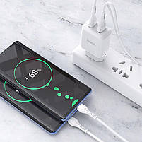 Мережевий зарядний пристрій Hoco N7 Speedy Dual port + кабель Micro-USB White, фото 6