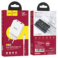Мережевий зарядний пристрій Hoco N7 Speedy Dual port + кабель Micro-USB White, фото 5