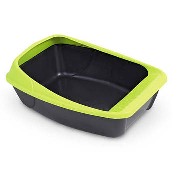 Відкритий туалет для кішок з бортиком VIRGO DARK GREY/GREEN 52*39*20 сіро-зелений