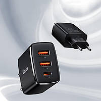 Швидкий зарядний пристрій Baseus Compact Fast Charger 30W Black (2 USB + 1 Type-C)