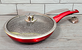 Сковорода з антипригарним мармуровим покриттям 24 см Edenberg EB-3338 / Сковорідка для індукційної плити