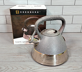 Чайник зі свистком із неіржавкої сталі 3 л Edenberg EB-8827  ⁇  Свистий чайник Сірий
